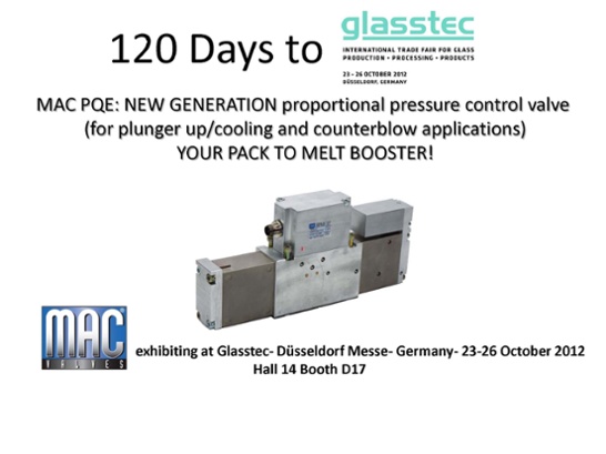 120 Days till MAC Valves Europe will be Exhibiting at Glasstec 2012!